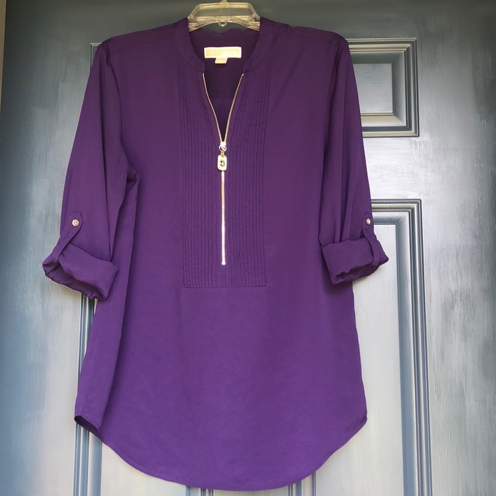 Micheal Kors purple silky zippered tunic